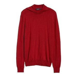 𝅺bugatchi MERINO WOOL HOODED PULLOVER IN RUBY